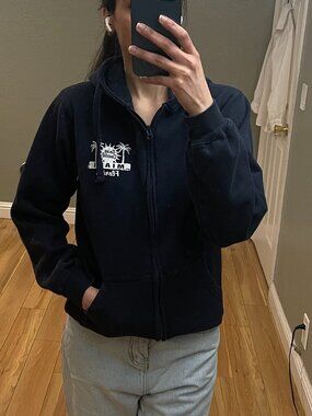 Navy Zip Hoodie Women Size [S] Miami Florida Casual Sweatshirt Jacket